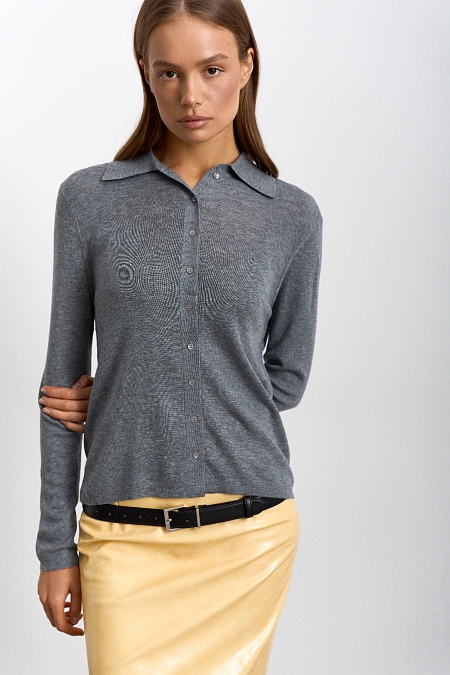 Кардиган с шерстью мериноса гладкой вязки