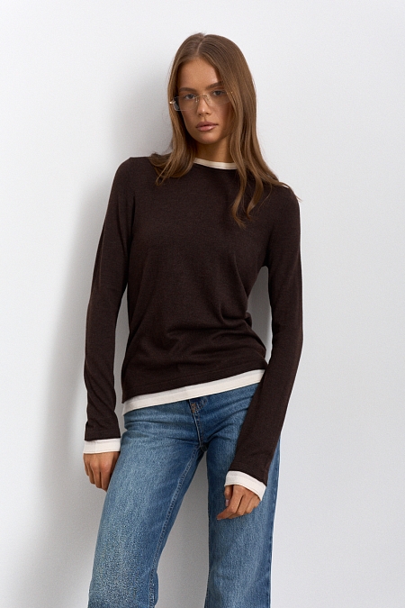 Джемпер с шерстью (с имитацией)