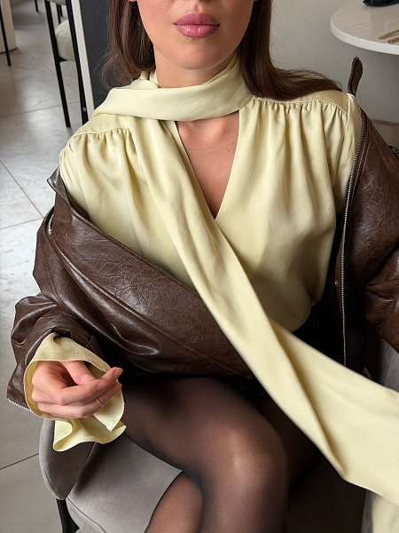 Блуза из 100% лиоцелла с бантом