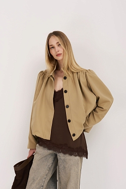 Тренч укороченный с декоративными сборками