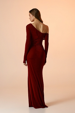 Платье асимметричное макси со сборками