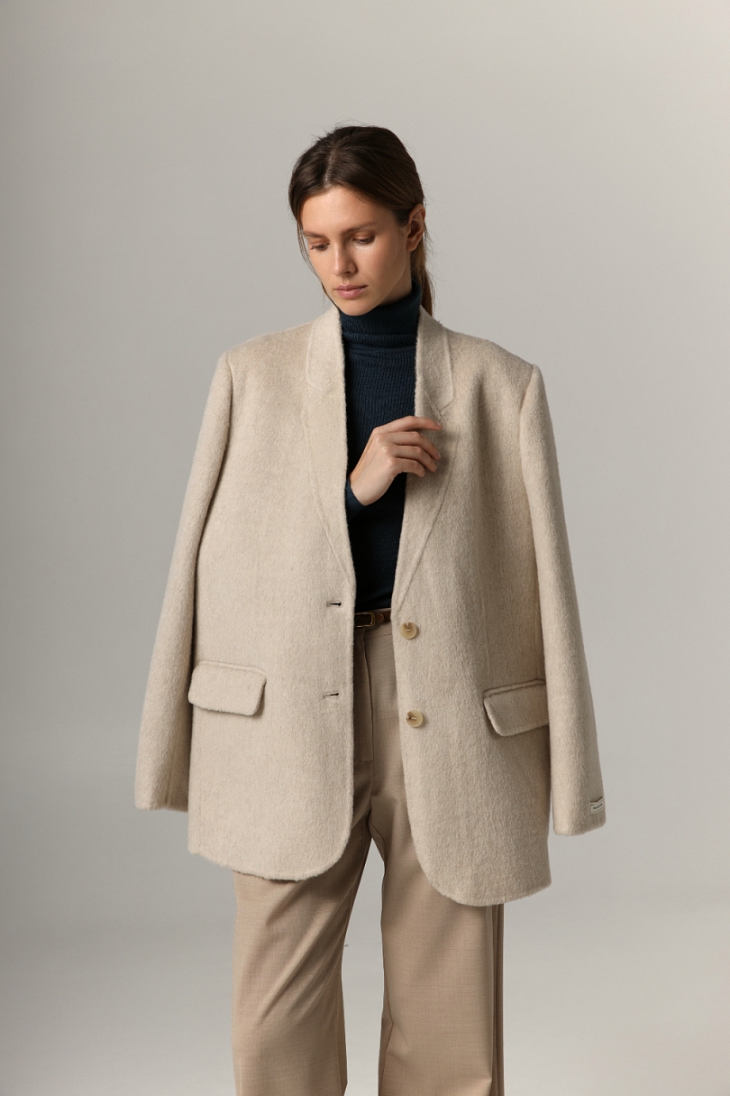 Пальто укороченное из шерсти double face