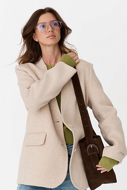 Пальто укороченное из шерсти double face