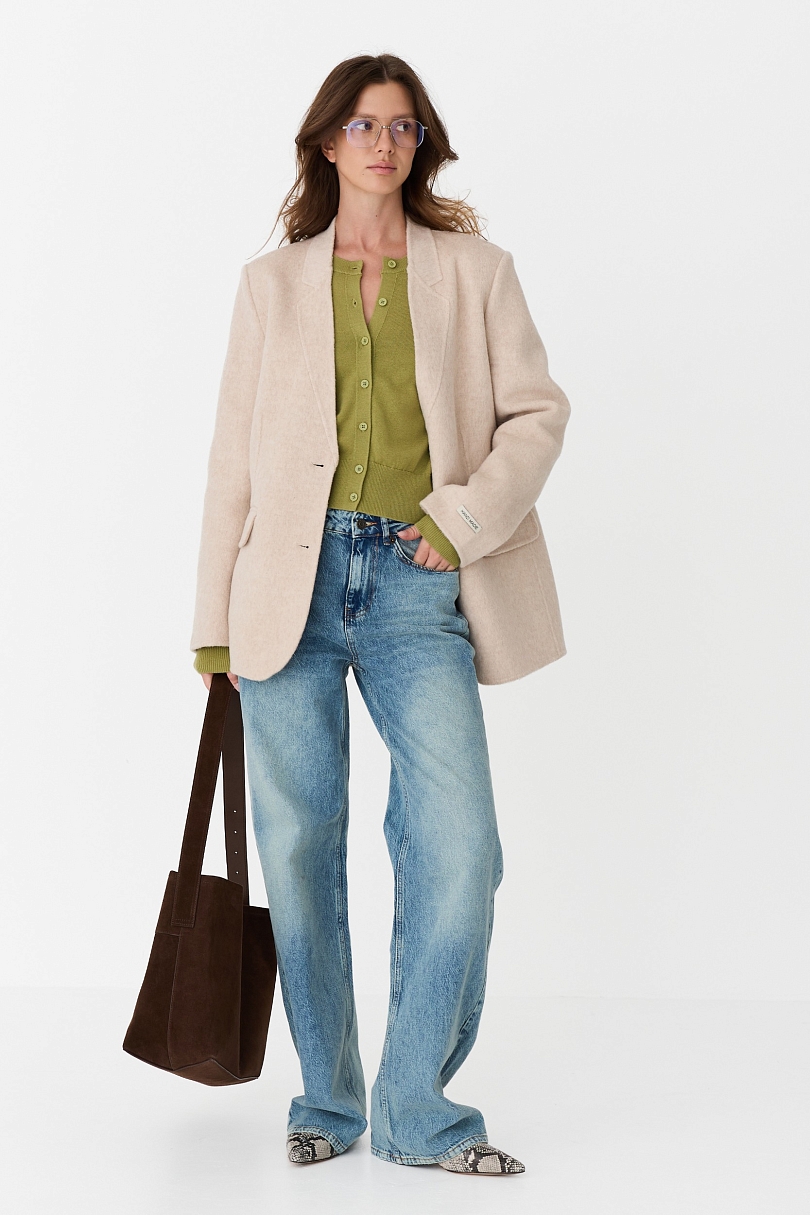 Пальто укороченное из шерсти double face