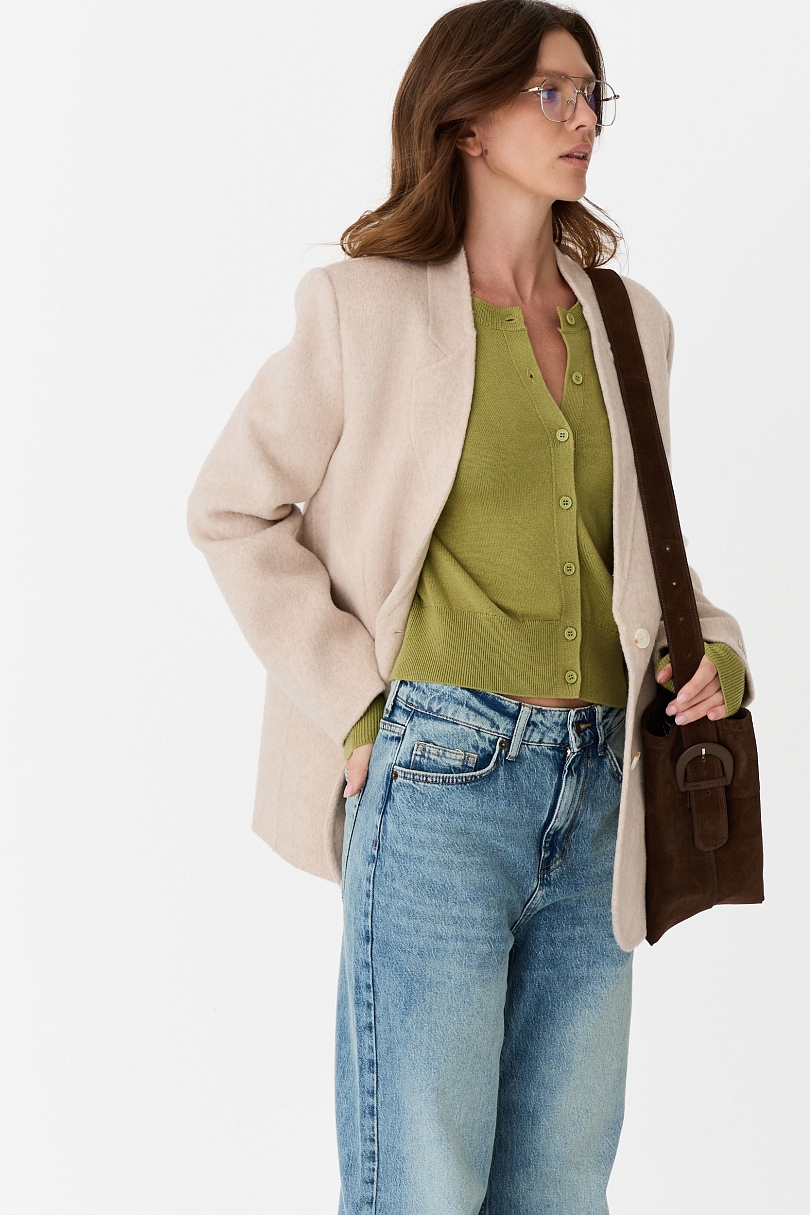 Пальто укороченное из шерсти double face