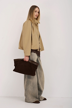 Тренч укороченный с декоративными сборками