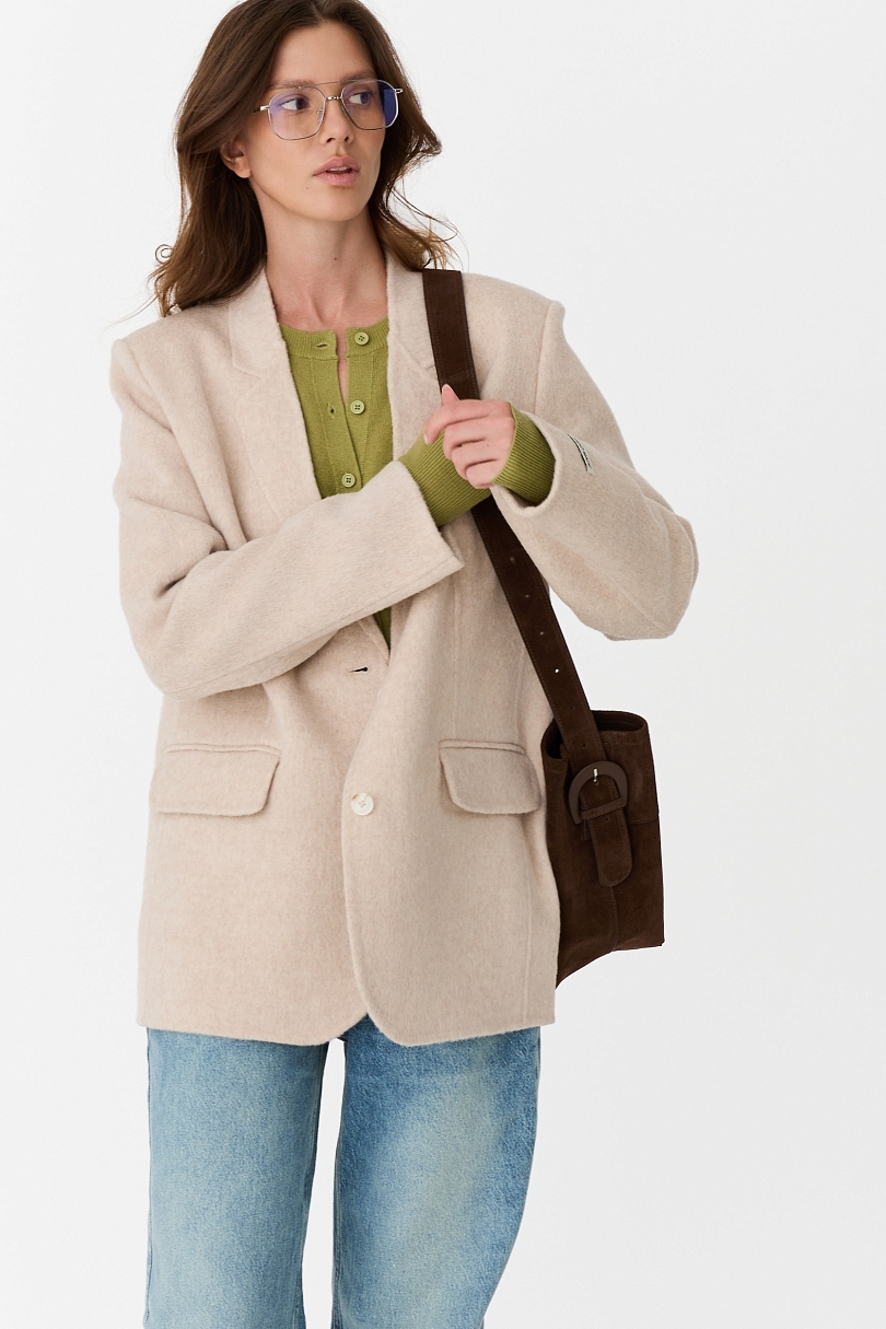 Пальто укороченное из шерсти double face