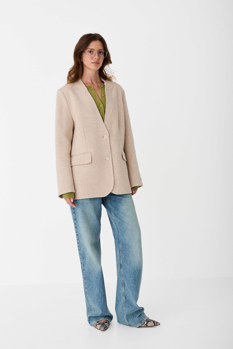 Пальто укороченное из шерсти double face